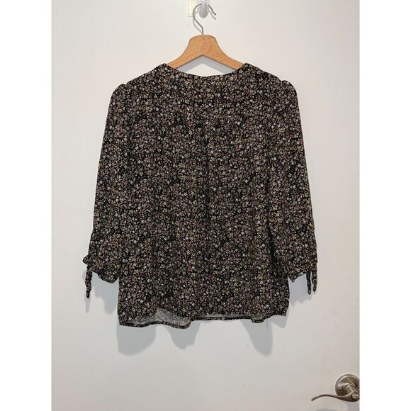 Jones New York Romantic Bohemian Tie Cuffs Floral 3/4 Sleeve Blouse Women's Plus - Picture 4 of 9